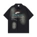 High Street Spray Paint Gothic Letter Print Collar Short Sleeve Shirt Men's Loose Casual Hip Hop Top