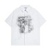 High Street  Style Character Letter Print Collar Short Sleeve Shirt Men's Loose Casual Hip Hop Shirt