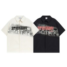 High Street Cartoon Anime Letter Print Flip Collar Short Sleeve Shirt Men's Loose Casual Hip Hop Top High Street Cartoon Anime Letter Print Flip Collar Short Sleeve Shirt Men's Loose Casual Hip Hop Top