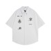 High Street  Badge Letter Print Collar Short Sleeve Shirt Men's Loose Casual Hip Hop Top