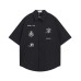 High Street  Badge Letter Print Collar Short Sleeve Shirt Men's Loose Casual Hip Hop Top