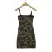 Camouflage Halter Backless Bodycon Mini Dress