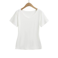V-neck Waist-cinched Short-sleeved  T-shirt