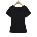 V-neck Waist-cinched Short-sleeved  T-shirt
