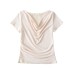 Sexy Swinging Collar Lace Splicing Irregular Fake Two Piece T-shirt