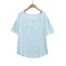 Sexy Round Neck Single-Button Loose Casual Short Sleeve T-Shirt