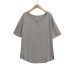 Sexy Round Neck Single-Button Loose Casual Short Sleeve T-Shirt