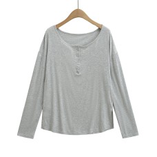 Loose slit long sleeved T-shirt