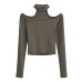 Hanging neck one collar long sleeved slim fit base shirt T-shirt