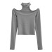 Hanging neck one collar long sleeved slim fit base shirt T-shirt