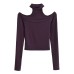 Hanging neck one collar long sleeved slim fit base shirt T-shirt