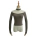 Hanging neck one collar long sleeved slim fit base shirt T-shirt
