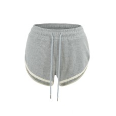 Drawstring slit edge wrapped shorts