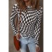 Hooded Round Neck Base Layer Women'sVersatile Plaid Print Long Sleeve 