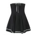 Sexy strapless dress with double layered hem