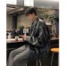 Motorcycle PU leather jacket men's spring and autumn loose collar top jacket