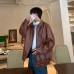 Motorcycle PU leather jacket men's spring and autumn loose collar top jacket
