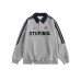 Color blocked POLO collar loose women's hoodie pullover