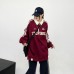 Color blocked POLO collar loose women's hoodie pullover