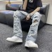 Washed ripped denim men's and women's niche design beggar pants