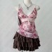 Floral Print V-Neck Waist-Cinching Strapless Women