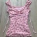 Floral Pattern Slimming Belly-Hiding Checkered Strapless