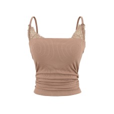 Pleated Lace Splicing Strapless Crop Top Pleated Lace Splicing Strapless Crop Top