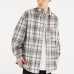 Retro loose woolen plaid long sleeved shirt