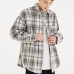Retro loose woolen plaid long sleeved shirt