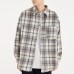 Retro loose woolen plaid long sleeved shirt