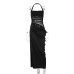 Solid Color Waist Cutout and Halter Neckline for Women