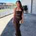 Solid Color Waist Cutout and Halter Neckline for Women