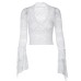 Fitted Versatile Crop Top with Lace Hem Long Sleeve Spicy Girl Lace Top