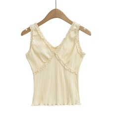 Lace Trim Short Crop Tank Top
