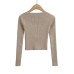 V-neck long sleeved elastic waistband top