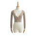 V-neck long sleeved elastic waistband top