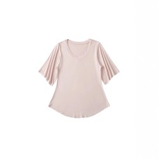 V-neck curved hem top