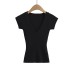 Deep V-Neck Short Sleeve Elastic Waist Slim Knit Top