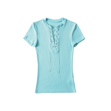 Elastic Fitted Chain Design V-neck Short-sleeved Top Elastic Fitted Chain Design V-neck Short-sleeved Top