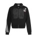 Style Bar Stripe Letter Print Hooded Cardigan Unisex Loose Casual Jacket