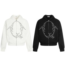 Pigeon Print Hooded Cardigan Unisex Loose Casual Hip Hop Jacket