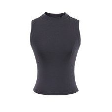Elastic Fitted Body-Shaping Camisole with Round Neck and Sleeveless Design
