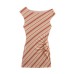 Elastic Fitted Off-Shoulder Asymmetric Drawstring Dress