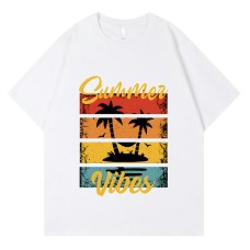 Crew Neck Short Sleeve T-Shirt Unisex Loose Red Brown  Export Half Sleeve Tee