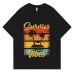 Crew Neck Short Sleeve T-Shirt Unisex Loose Red Brown  Export Half Sleeve Tee