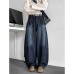 Deep blue washed wide leg jeans for men