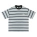 Fine Striped Short Sleeve Loose Couple Round Neck Men's T-Shirt