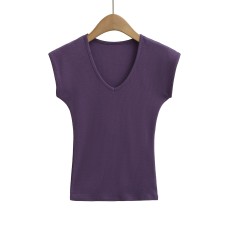 Elastic Fitted V-neck Short Sleeve Casual Crop Top Elastic Fitted V-neck Short Sleeve Casual Crop Top