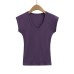 Elastic Fitted V-neck Short Sleeve Casual Crop Top