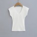 Elastic Fitted V-neck Short Sleeve Casual Crop Top